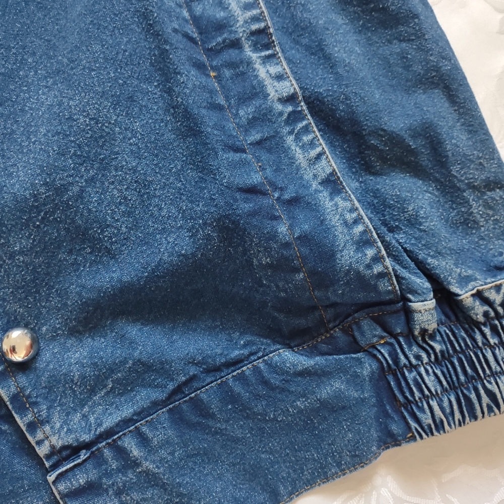 Oversize denim jeans floral sequins beads acid wash jacket - Picture 7 of 9